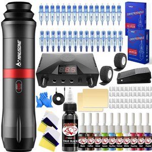 PROFESSIONAL Tattoo Machine Tattoo Kit Rotary Tattoo Pen 10 Colors For Beginners